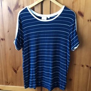 Anthropologie postmark blue & white ribbed tee. M.